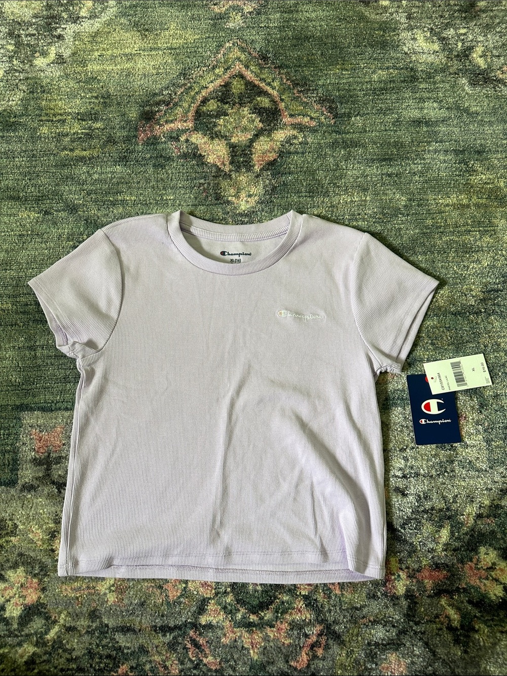 Champion Girls' Lilac Short Sleeve Athletic Ribbed Tee XL NWT!